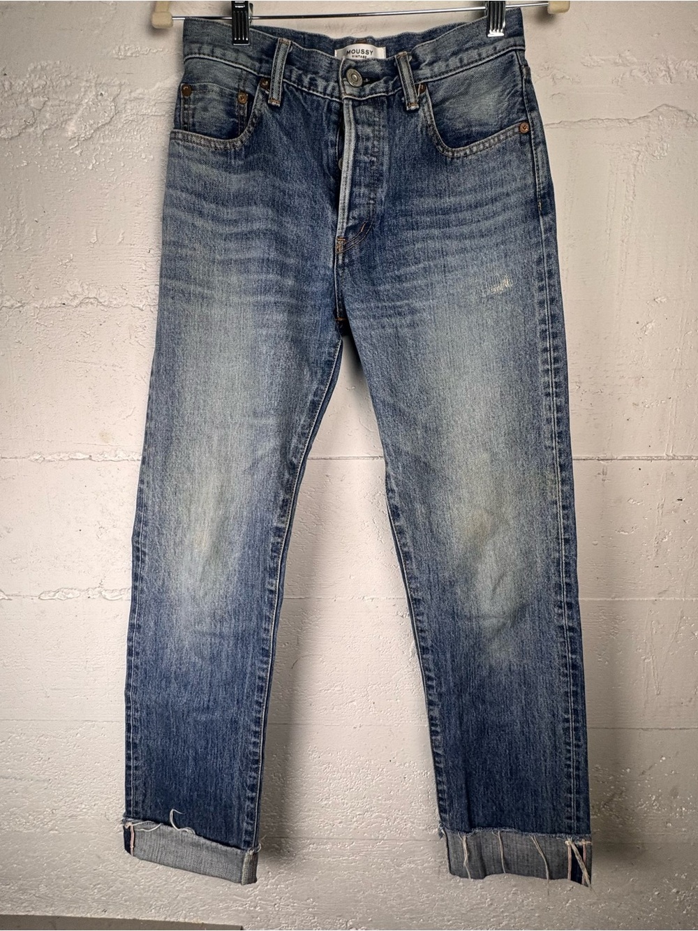 Moussy Vintage Distressed yu Tori 18 Straight-Leg Jeans Made in Japan button fly